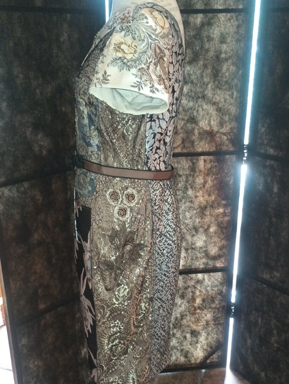 Anthropologie Byron Lars Floral Mixed-Print Midi Dress in Black and Cream - Picture 3 of 8